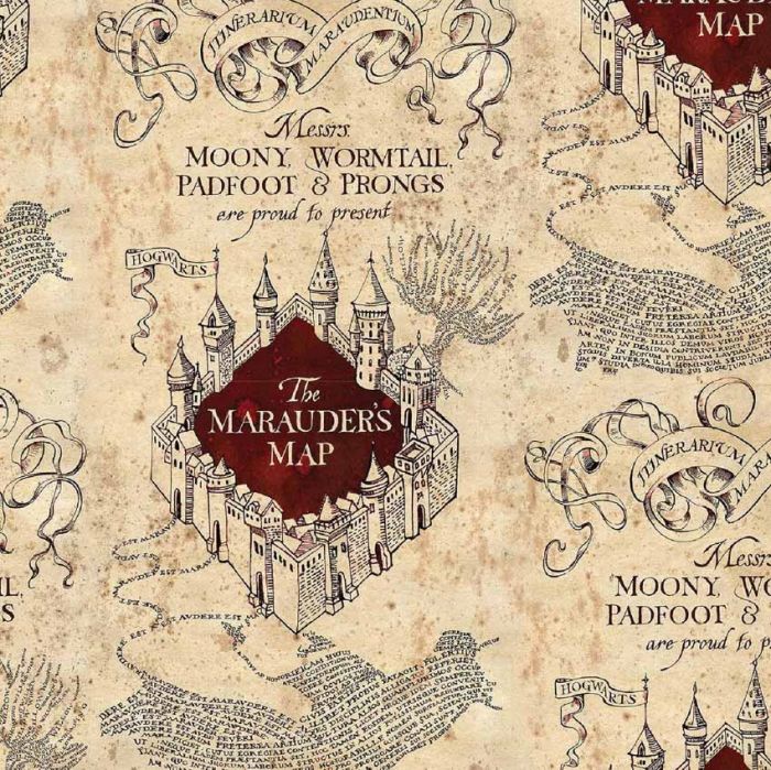 Harry Potter Marauders Map 100 Cotton, Marauders Map Window Curtains